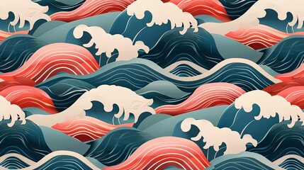 Seamless japanese wave pattern background