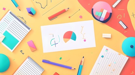 Colorful Stationery and Charts for Business and Education