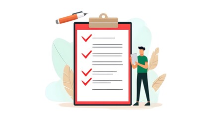 Man Checking Off To Do List on Clipboard