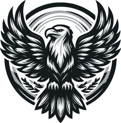 Vector a black and white eagle logo silhouette vector illustration