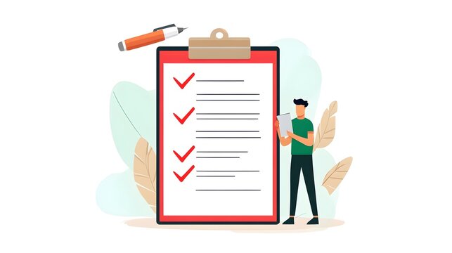 Man Checking Off To Do List on Clipboard