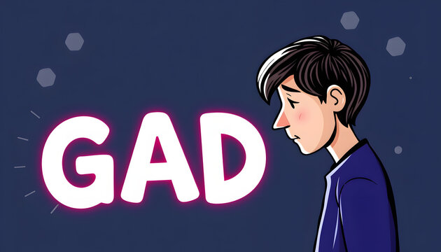 Generalized anxiety disorder (GAD) Banner and Concept Image isolated with white highlights, png