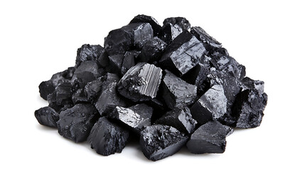 Obraz premium Pile of black coal isolated on white background