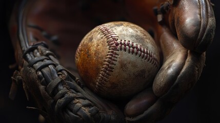 Vintage Baseball Glove and Ball