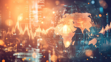 A globe with financial data overlaid