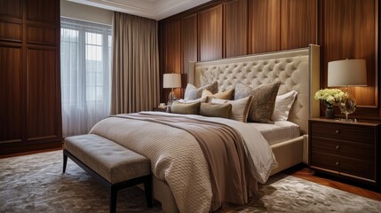 A sophisticated bedroom designed with Malaysian modern influences