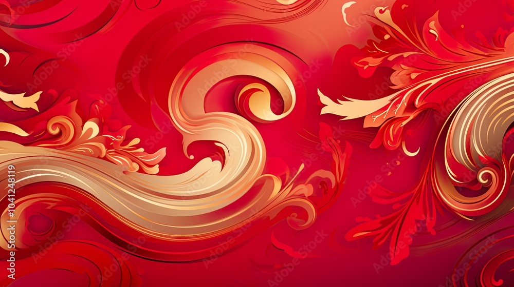 Wall mural chinese traditional background design with abstract pattern in red background chinese red textured p