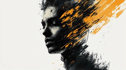 A Brush stroke drawing illustrated person
