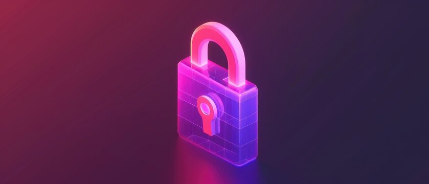 Isometric Lock Icon Design, a sleek digital illustration showcasing a stylized lock in isometric perspective, emphasizing security and modern design elements.