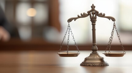 A close-up of a classic balance scale symbolizing justice and fairness in a legal context, ideal for law-related themes.