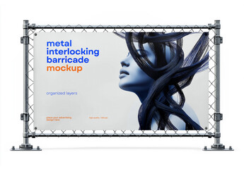 Realistic Wide Banner & Barricade Mockup – AI-Generated Design for Outdoor Advertising, Event Promotions, and Customizable Branding