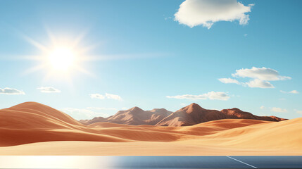 Obraz premium Harnessing solar energy in the desert a sustainable future amidst arid landscapes