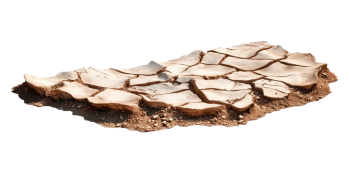 Cracked desert soil. Isolated on transparent background.