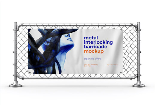 Realistic Wide Banner & Barricade Mockup &ndash; AI-Generated Design for Outdoor Advertising, Event Promotions, and Customizable Branding