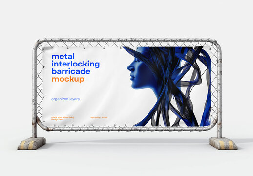 Realistic Wide Banner & Barricade Mockup &ndash; AI-Generated Design for Outdoor Advertising, Event Promotions, and Customizable Branding