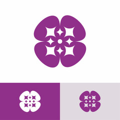 Combination of Clover and Sparks with Purple Color Logo Design Vector