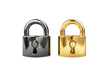 Naklejka premium Gold and silver padlock side by side, representing security, protection, and privacy. Ideal for illustrating cybersecurity concepts.