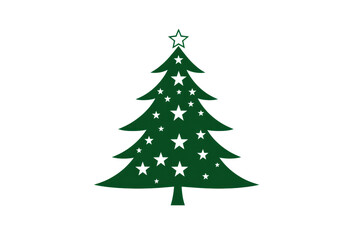 Fototapeta premium Green Christmas tree illustration with star cutouts, symbolizing holiday spirit and celebration. Perfect for festive decor and design.