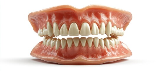 Obraz premium Close-up of a set of dentures with white teeth.