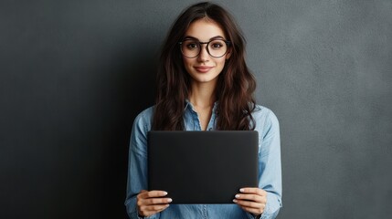 The Woman with Laptop Smiling