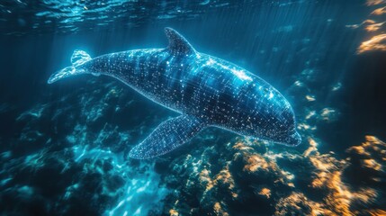Fototapeta premium Smart technology for ocean conservation, using sensors and data analysis to protect marine ecosystems