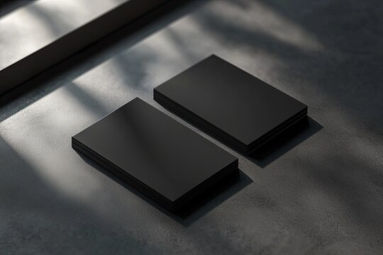 Black business card mockup on a dark background, a template for the design presentation of identity and branding
