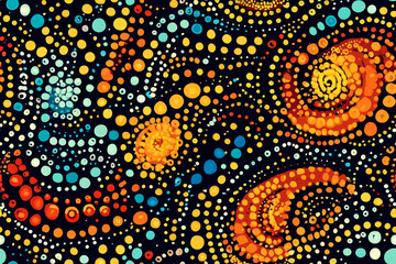 Colorful abstract patterns with brightly colored seamless dots