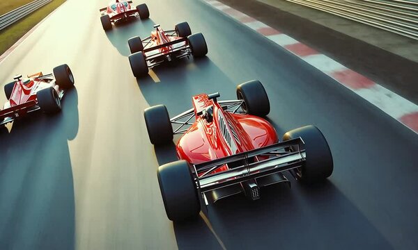 Red Formula 1 Race Car Leading on Track