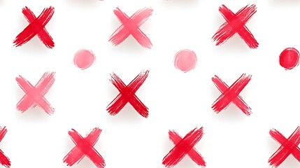 Obraz premium Seamless pattern of X's and O's in a handwritten style, classic red and pink color scheme, soft shadows on a white background, playful and romantic vibe, high contrast, hd quality,