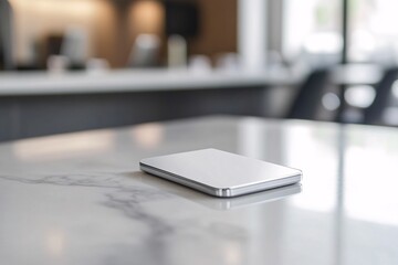 Silver Laptop on a White Table in a Modern Office