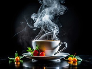 Elegant Steam Rising from a Cup - Perfect for Food Photography and Creative Blends