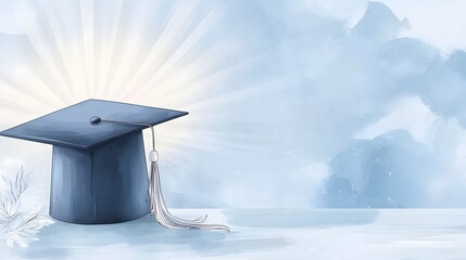 Glowing Graduation Cap Symbolizing Academic Achievement and Success   A symbolic representation of the graduation ceremony academic accomplishments and the bright future ahead for graduates