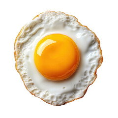 Sunny-side up egg, vibrant yellow yolk, perfectly cooked whites, isolated on clean white background, ideal for culinary presentations