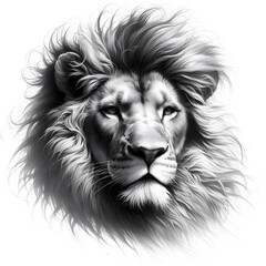 lion family male female baby drawing digital painting pencil sketch illustration, white background