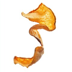 Fototapeta premium Dried orange peel on the air , curly dried orange peel on the air isolated on white backgroun
