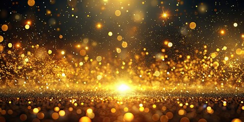 Obraz premium Experience a captivating loop of golden particles falling like sparkling dust and glitter rain, all presented in exquisite 4K resolution.