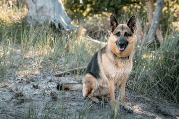 German Shepherd in a natural setting.