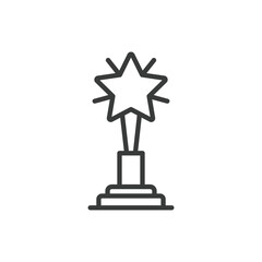 Star cup award, in line design, green. Star, cup, award, trophy, achievement, recognition, winner on white background vector. Star cup award editable stroke icon