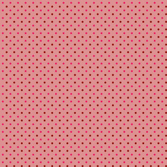 Pink background with small red gray brown polka dots Cute delicate geometric fabric seamless pattern Simple rustical style