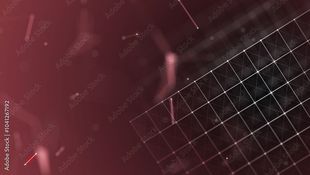 Poster 3d cube of lines and dots. wireframe polygonal element on dark background. science and technology. 3