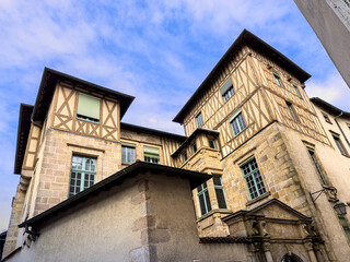 Street view of old village Limoges in France