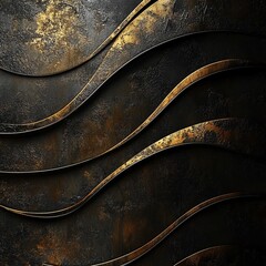 Abstract black background with gold textured lines, elegant, luxurious, artistic design