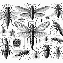 Black and White Insect Anatomy An anatomical study of various in