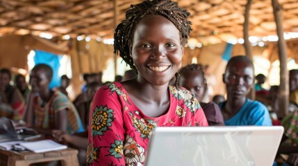 Obraz premium Job Training and Employment Platforms: These initiatives focus on skill development for marginalized groups, linking refugees and people with disabilities to job opportunities. 