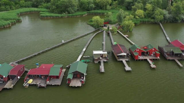 a view of the bokod floating village from above