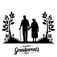 Grandparents Day Silhouette Vector Illustration