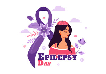 National Epilepsy Awareness Month Vector Illustration is Observed Every Year in November with Brain and Mental Health in a Flat Style Background