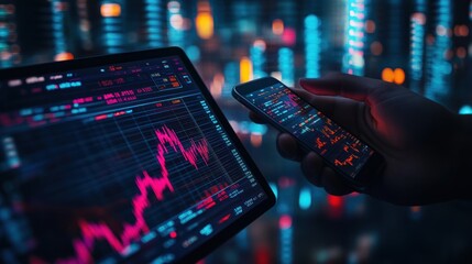 Using phone and tablet for stock analysis at night