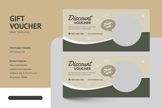 Food Restaurant Burger Gift Voucher Design Template