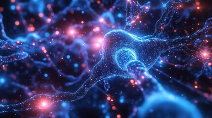 Glowing neurons in an abstract neural network design